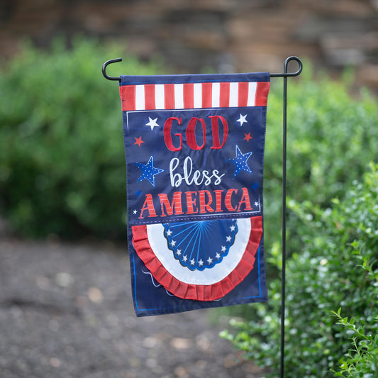 Patriotic God Bless America Applique Garden Flag