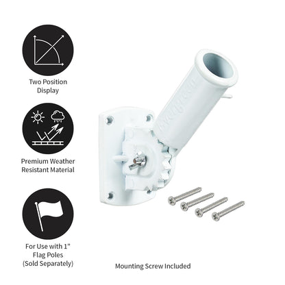 Adjustable Aluminum House Flag Bracket, White Finish