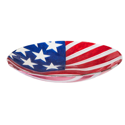 American Classic Birdbath, American Flag, 18"