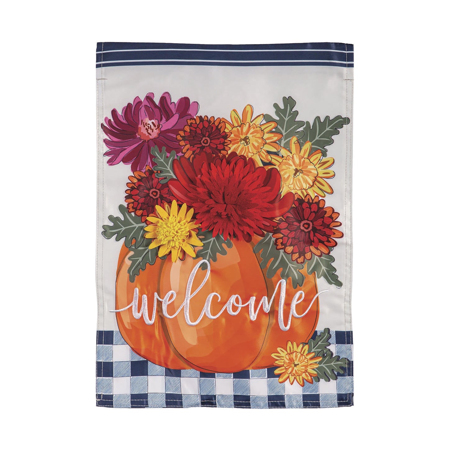Mums and Pumpkin Applique Garden Flags