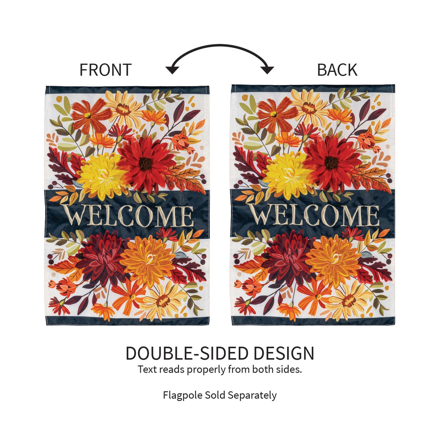 Fall Floral Applique House Flag