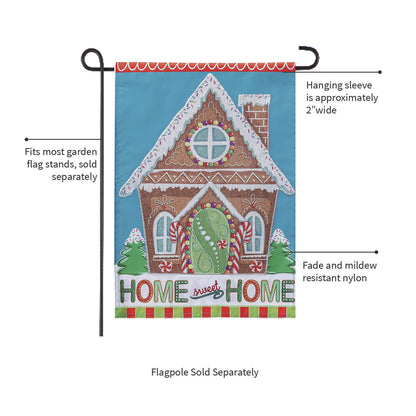 Gingerbread Home Sweet Home Applique Garden Flag