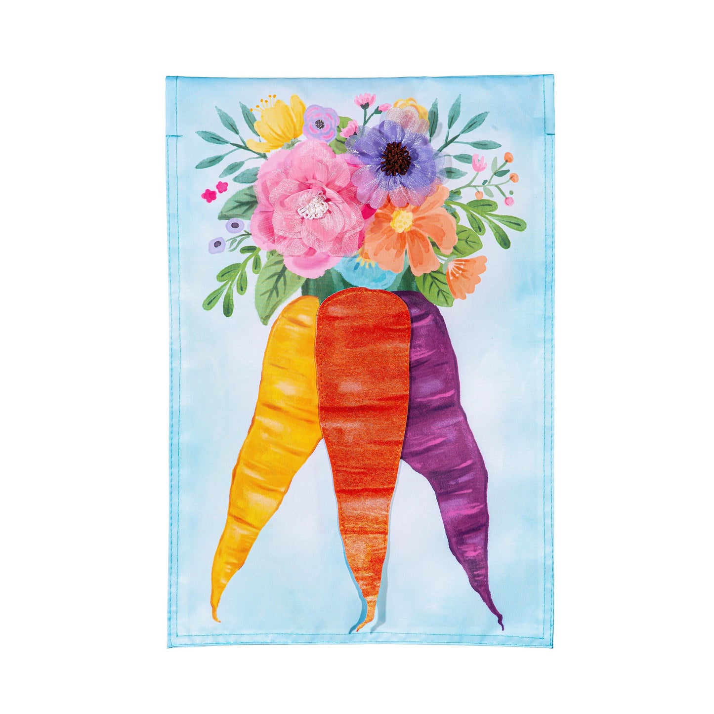 Floral Carrot Bunch Applique Garden Flag