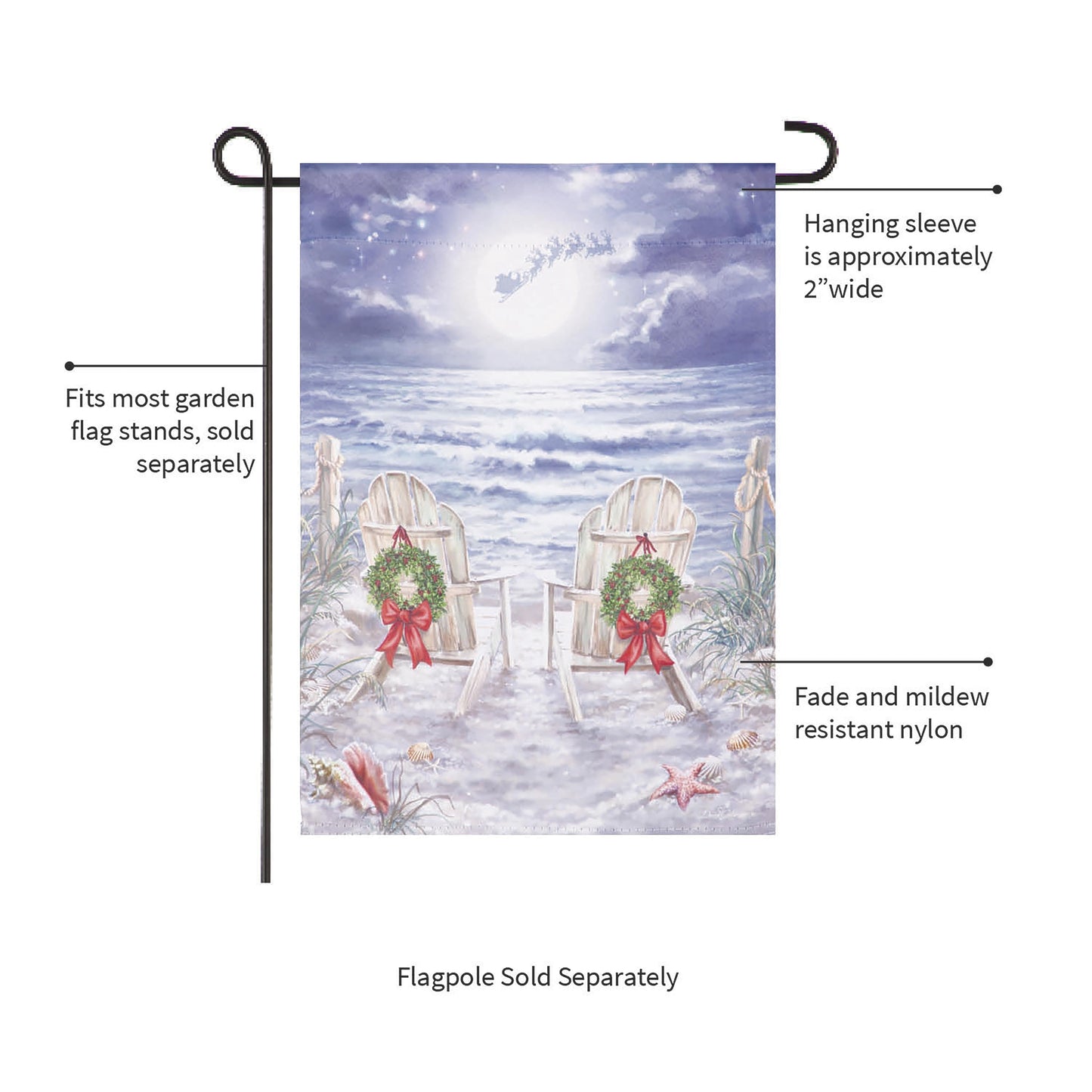 Christmas on the Beach Suede Garden Flag