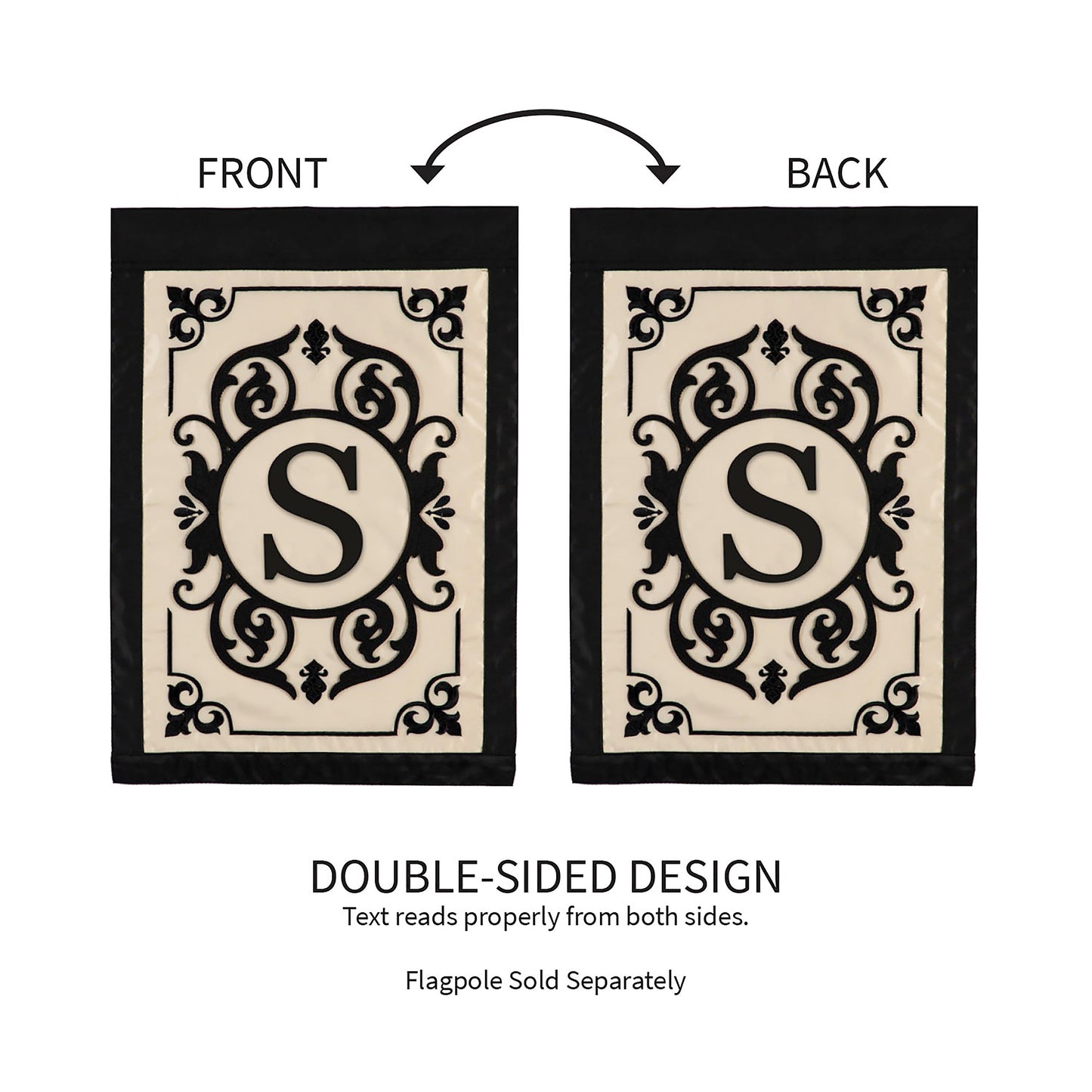 Cambridge Monogram Garden Applique Flag, Letter S