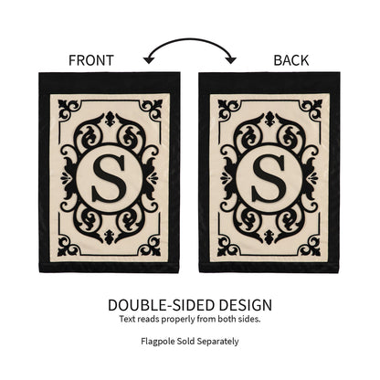 Cambridge Monogram Garden Applique Flag, Letter S