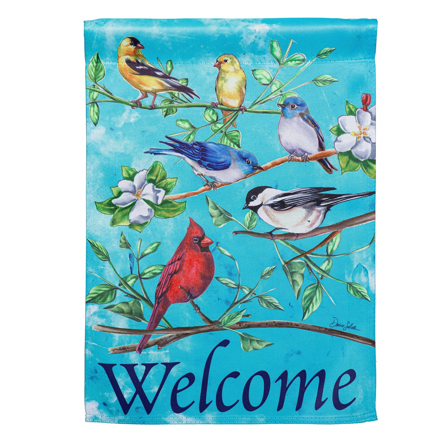 Multi Birds Suede Garden Flag