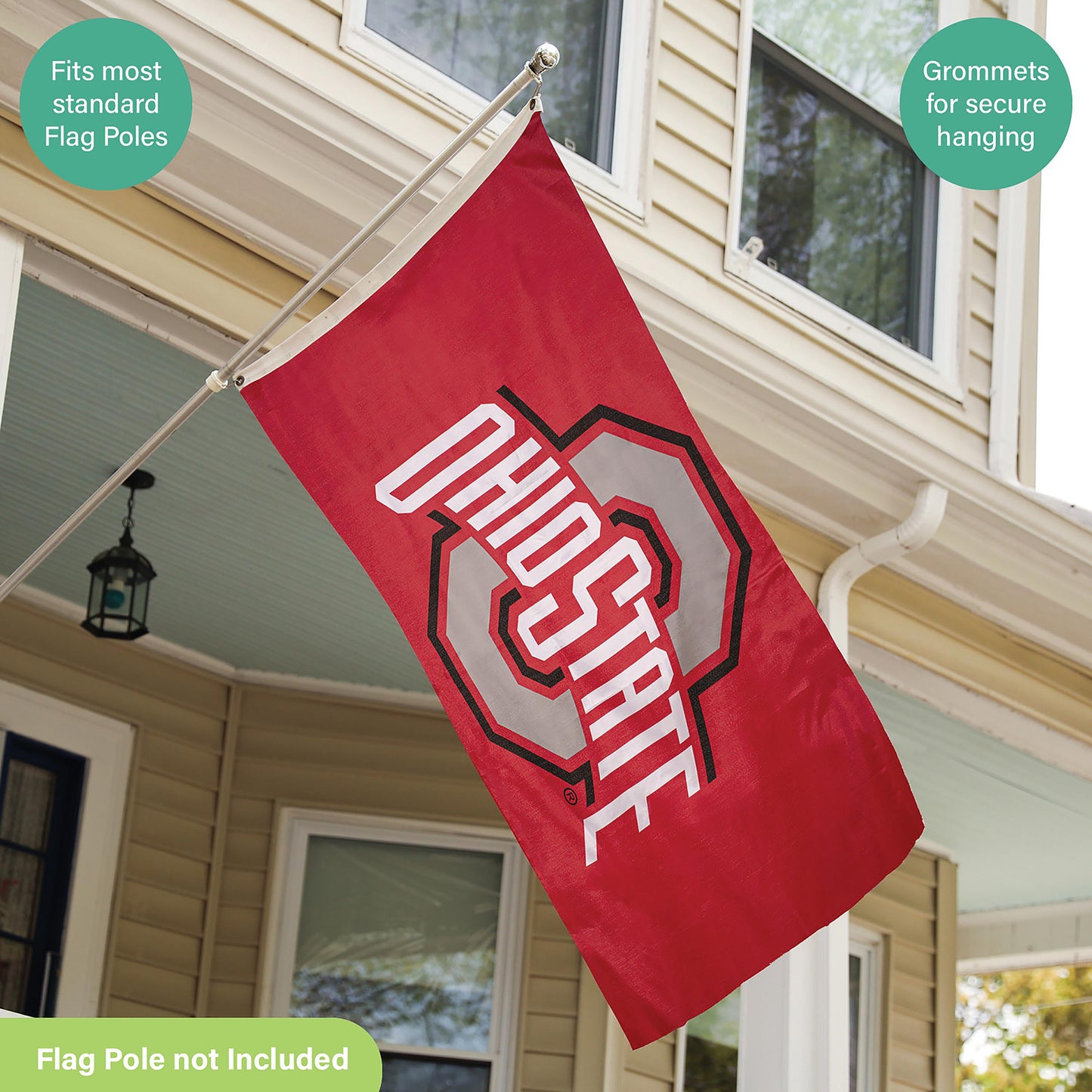 Ohio State University Single Sided Flag with 2 Grommets, 3'x5'