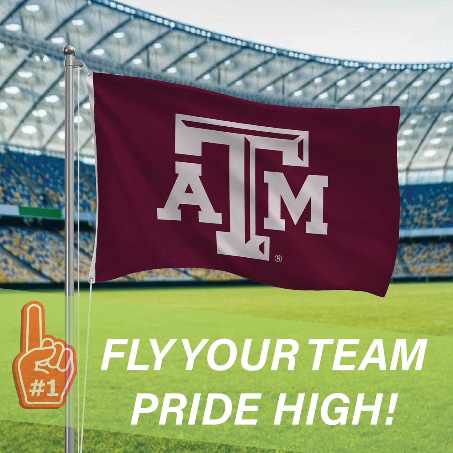 Texas A&M Single Sided Estate Flag with 2 Grommets, 3'x5'