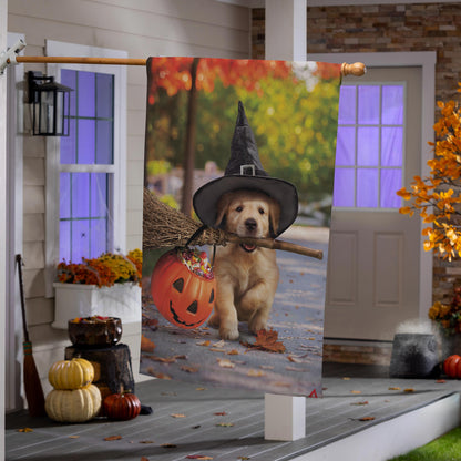 Goldens With Broom Suede House Flag