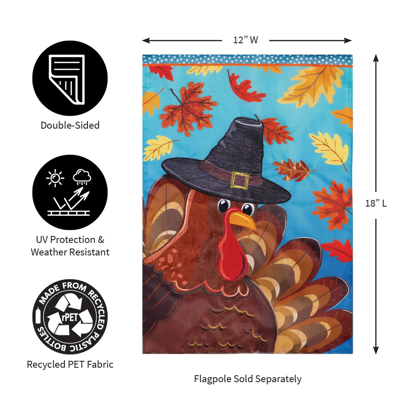 Turkey Time Applique Garden Flag