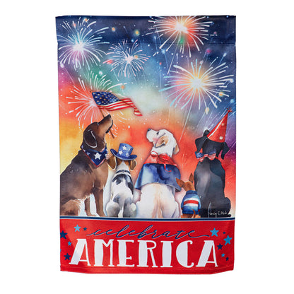 Patriotic Pups Suede Garden Flag