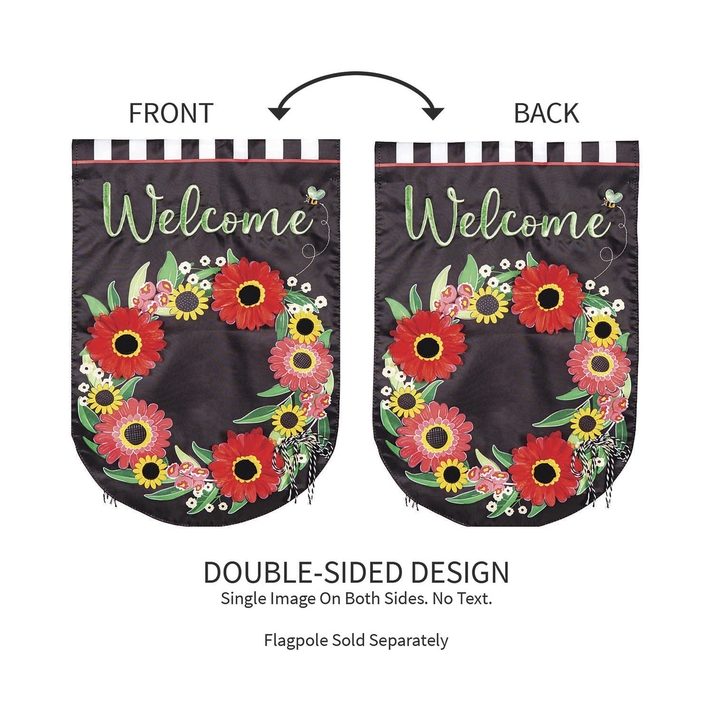 Welcome Wreath Applique Garden Flag