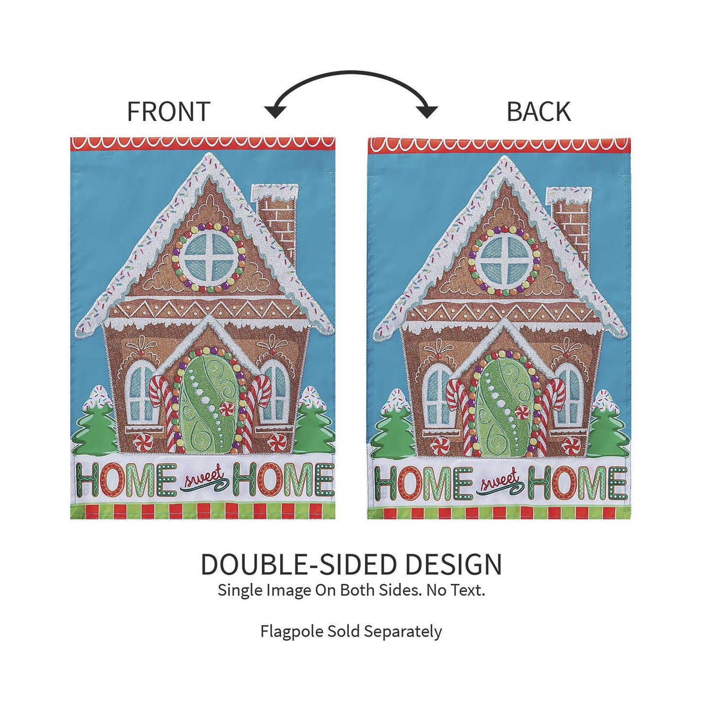 Gingerbread Home Sweet Home Applique Garden Flag