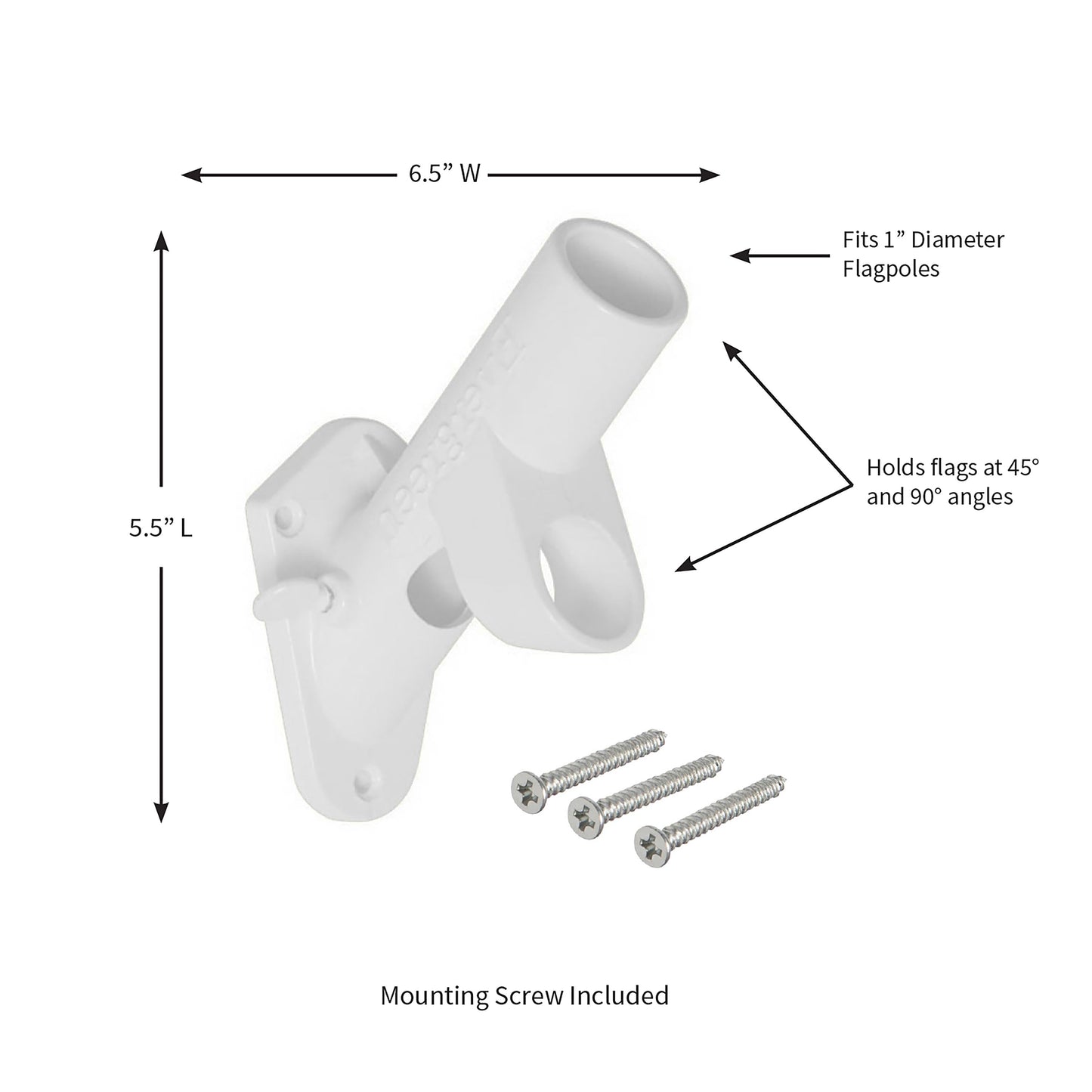 2-Position Cast Iron House Flag Bracket, White