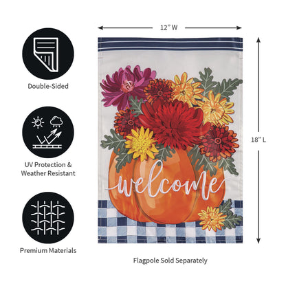 Mums and Pumpkin Applique Garden Flags