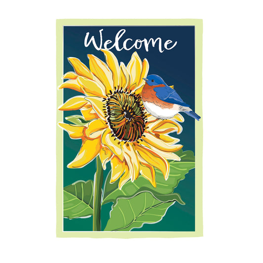 Bluebird and Sunflower Applique House Flag