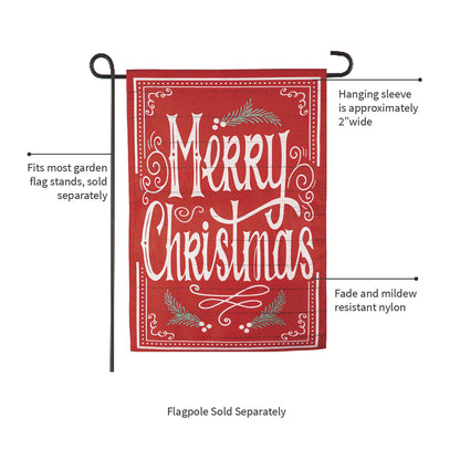 Quaint Merry Christmas Sign Burlap Garden Flag