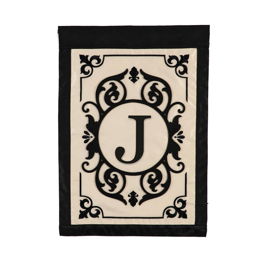 Cambridge Monogram Garden Applique Flag, Letter J