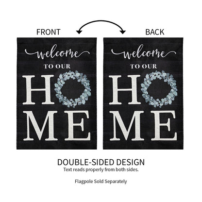 Eucalyptus Welcome Garden Burlap Flag