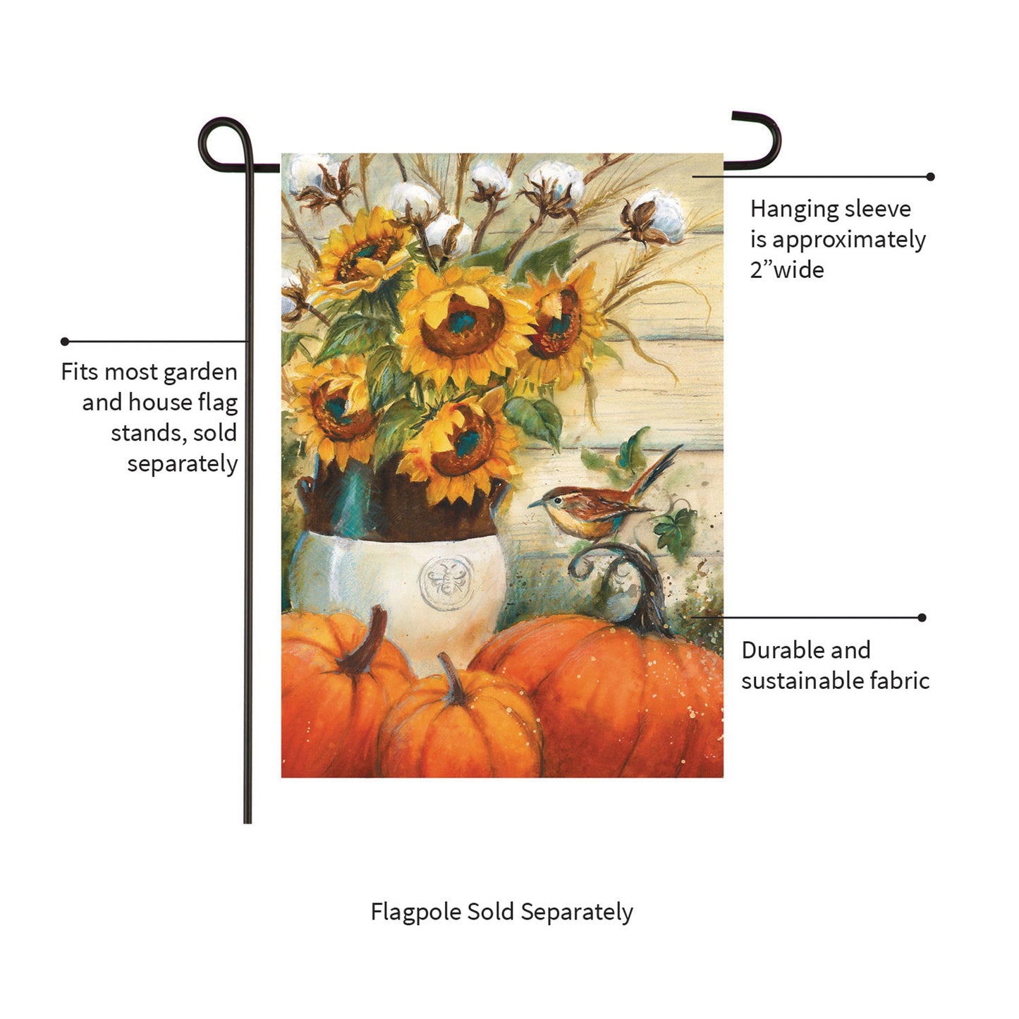 Cotton & Sunflowers Suede Garden Flag