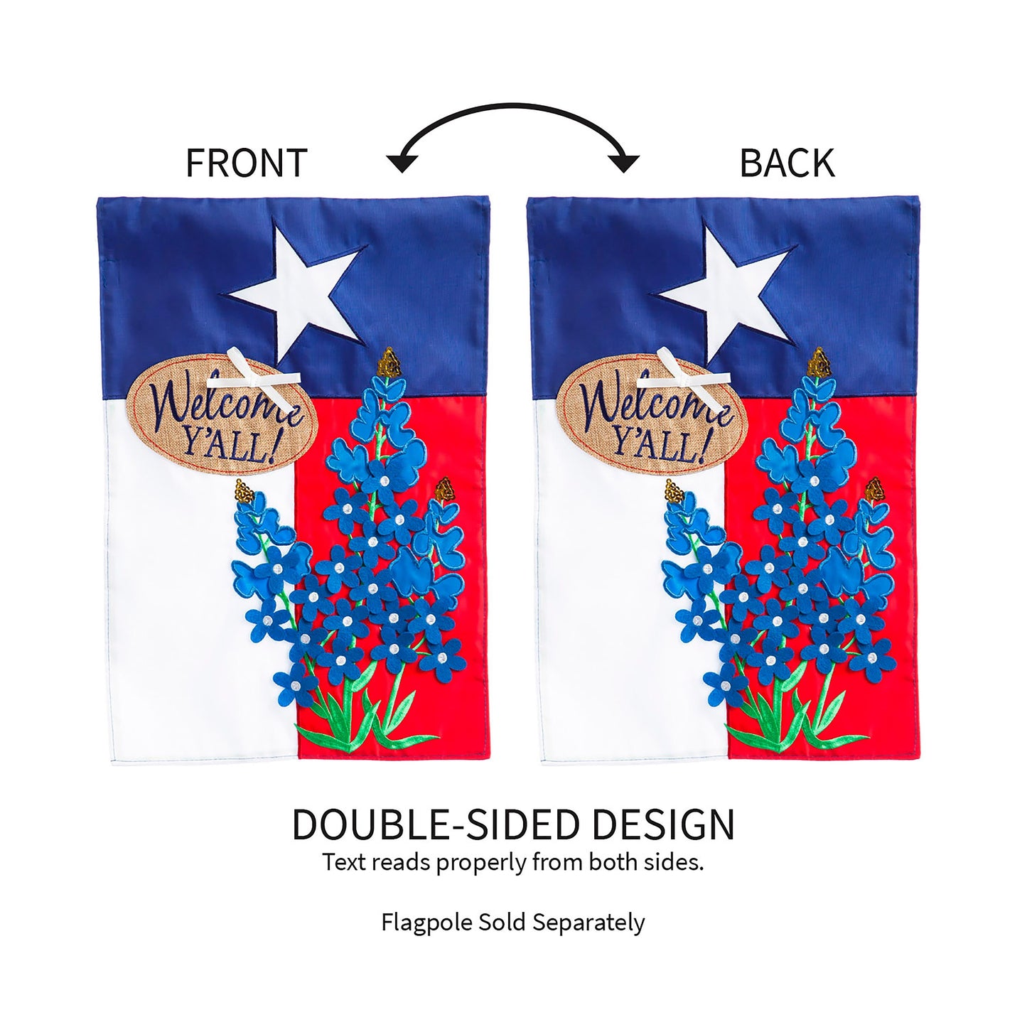 Texas Blue Bonnets Garden Applique Flag