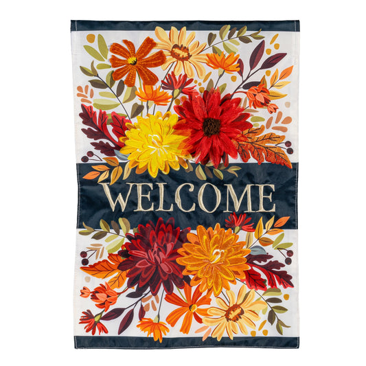 Fall Floral Applique House Flag
