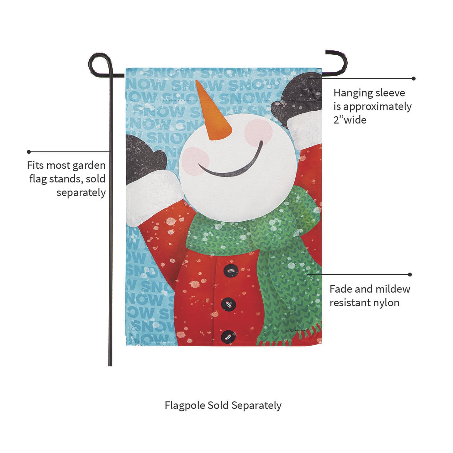 Happy Snowman Suede Garden Flag