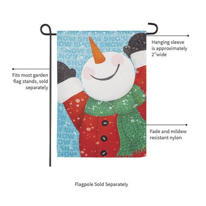Happy Snowman Suede Garden Flag