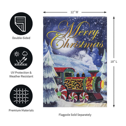 Home for the Holiday Train Garden Suede Flag