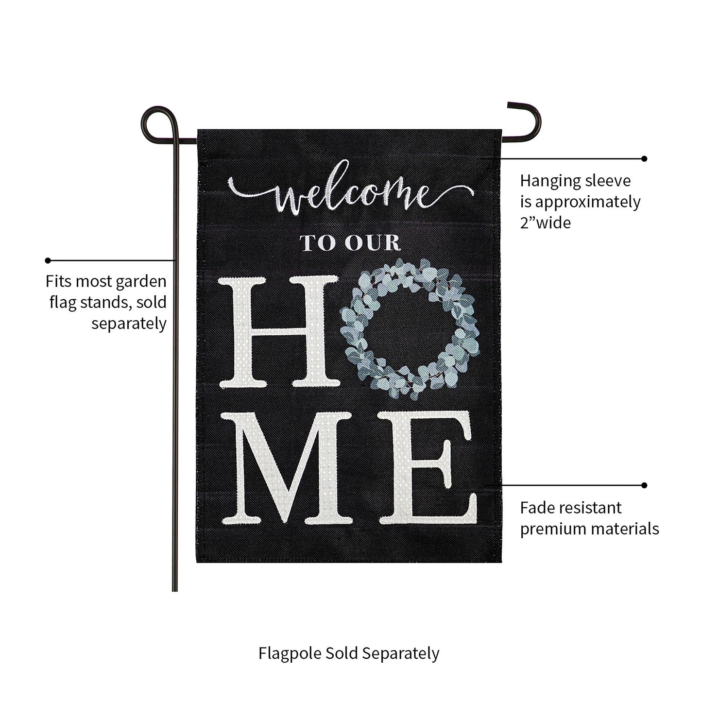 Eucalyptus Welcome Garden Burlap Flag