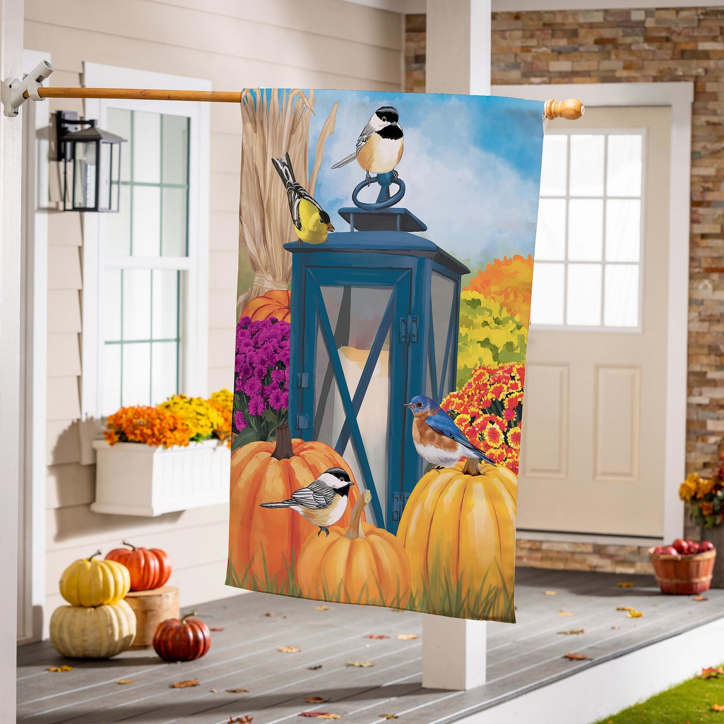 Harvest Lantern Suede House Flag