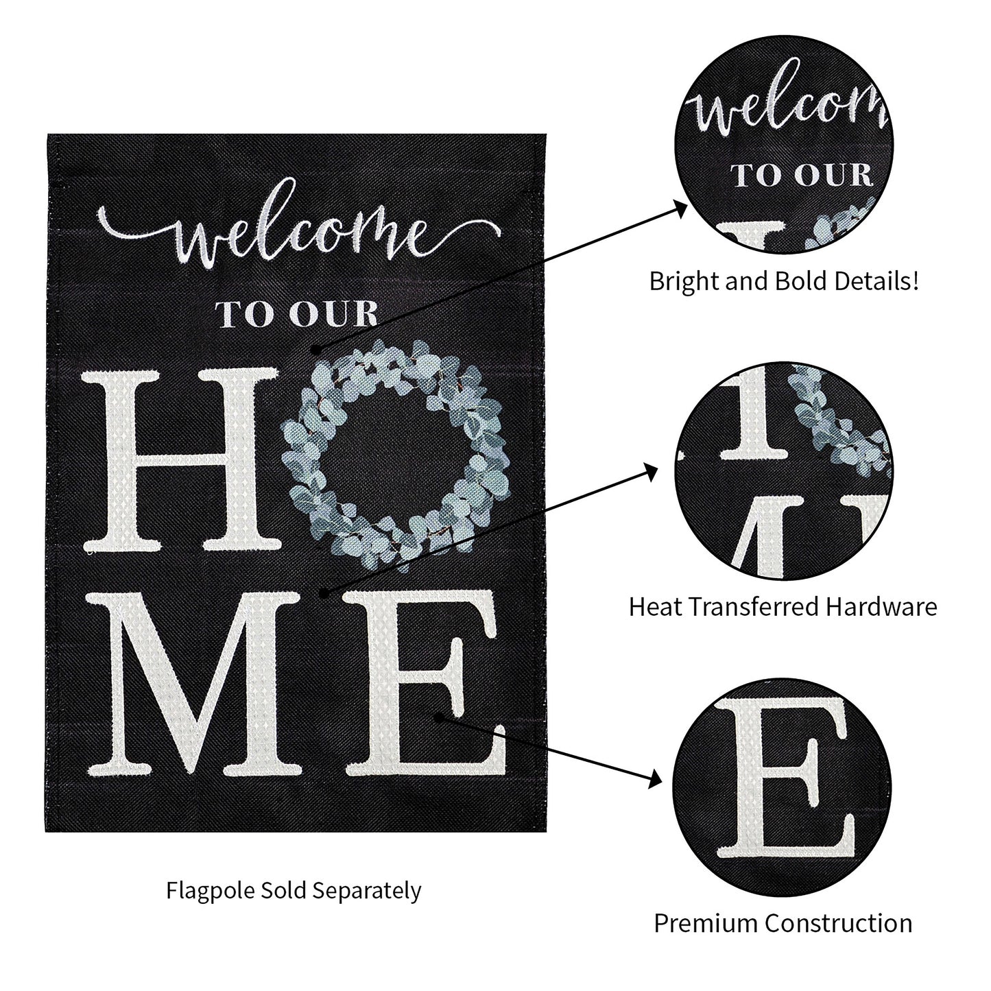 Eucalyptus Welcome Garden Burlap Flag