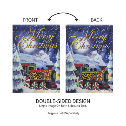 Home for the Holiday Train Garden Suede Flag