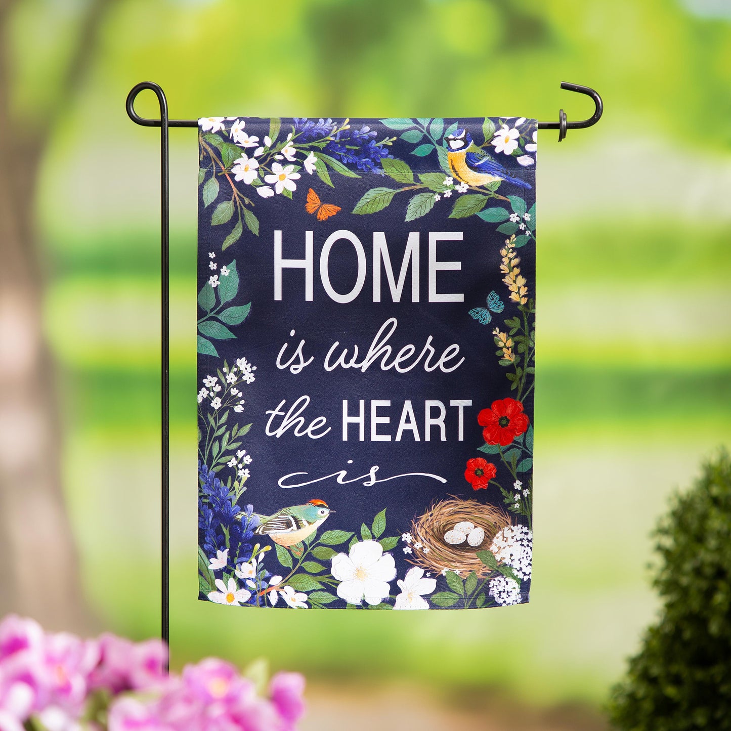 Greenhouse Retreat Suede Garden Flag