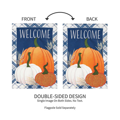 Plaid Pumpkins Garden Linen Flag