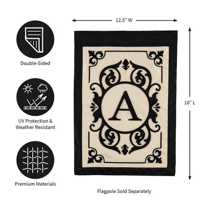 Cambridge Monogram Garden Applique Flag, Letter A