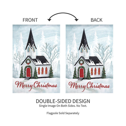 Winter Church Applique Garden Flag