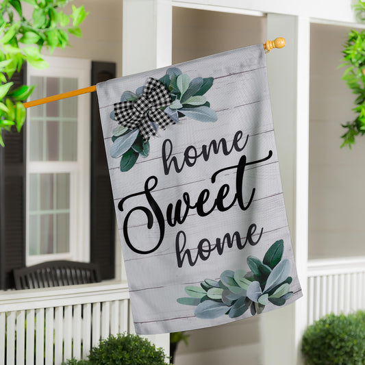 Home Sweet Home Eucalyptus House Burlap Flag