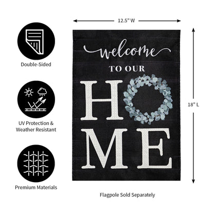 Eucalyptus Welcome Garden Burlap Flag