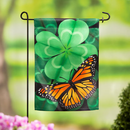 Butterfly Clover Suede Garden Flag