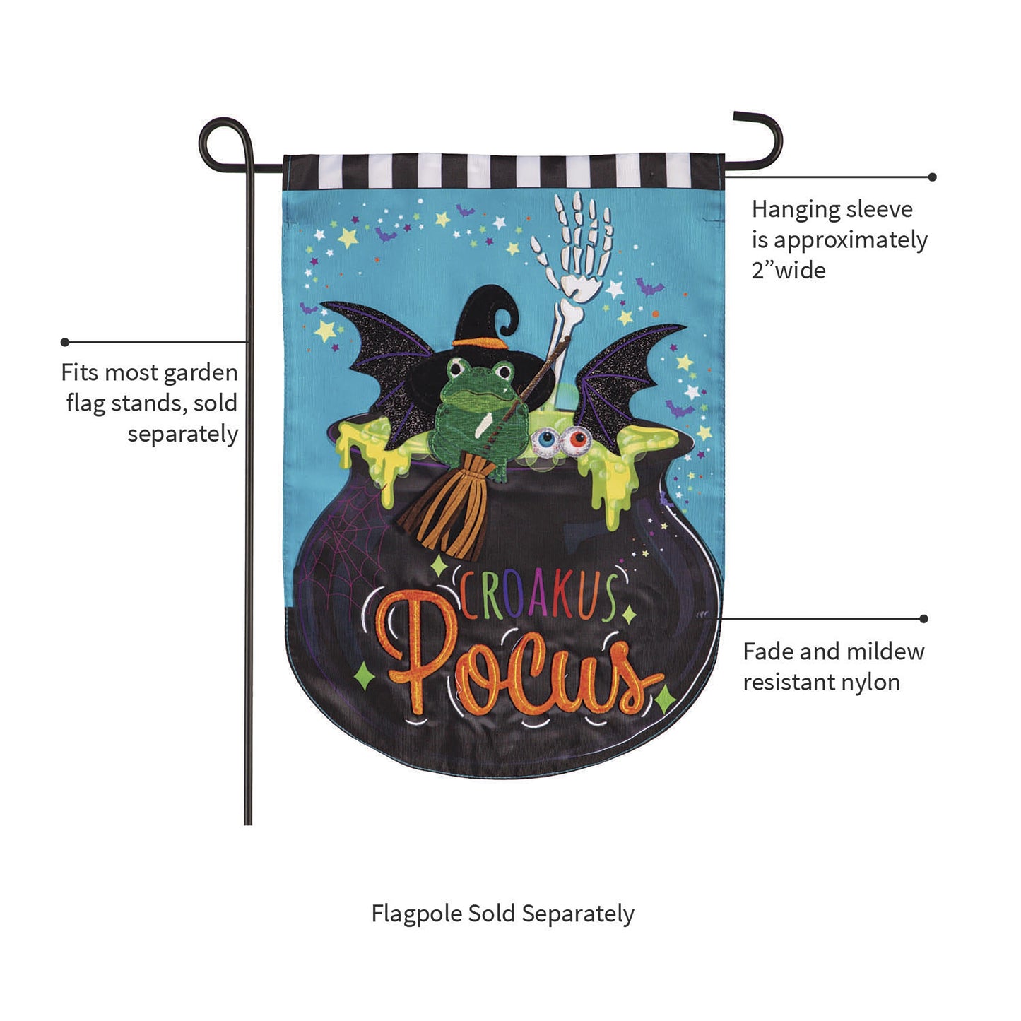 Croakus Pocus Applique Garden Flag