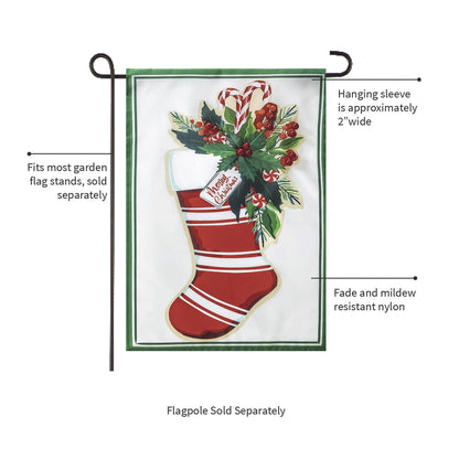 Merry Christmas Stocking Applique Garden Flag