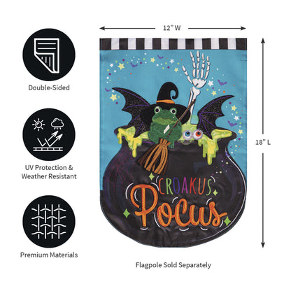 Croakus Pocus Applique Garden Flag
