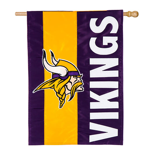 Double-Sided Embellished NFL Team Pride Applique House Flag, Minnesota Vikings