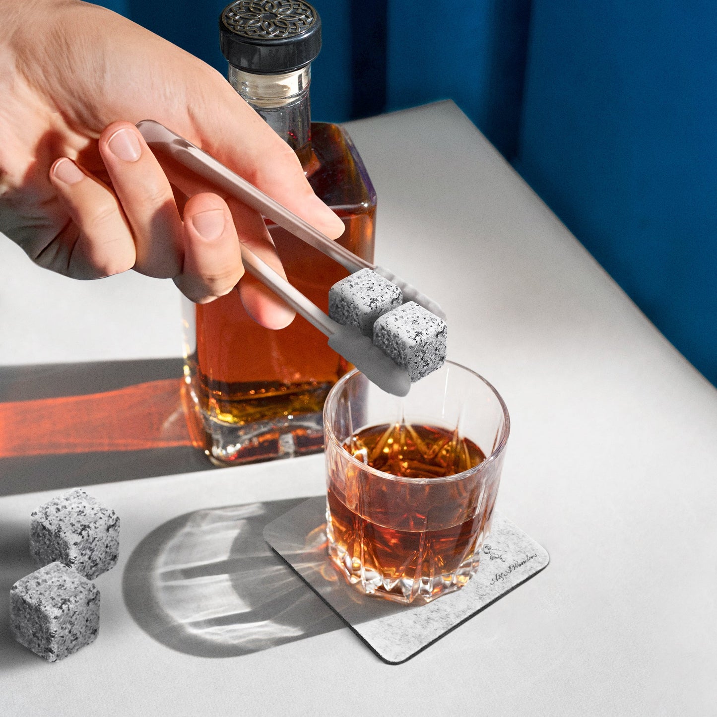 Premium Whiskey Stones 100% Natural Granite Set Of 9 Chilling Rocks Stone