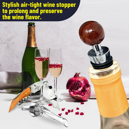 Ultimate Wine Accessories Set Featuring 3 in-1 Multifunctional Waiters Corkscrew