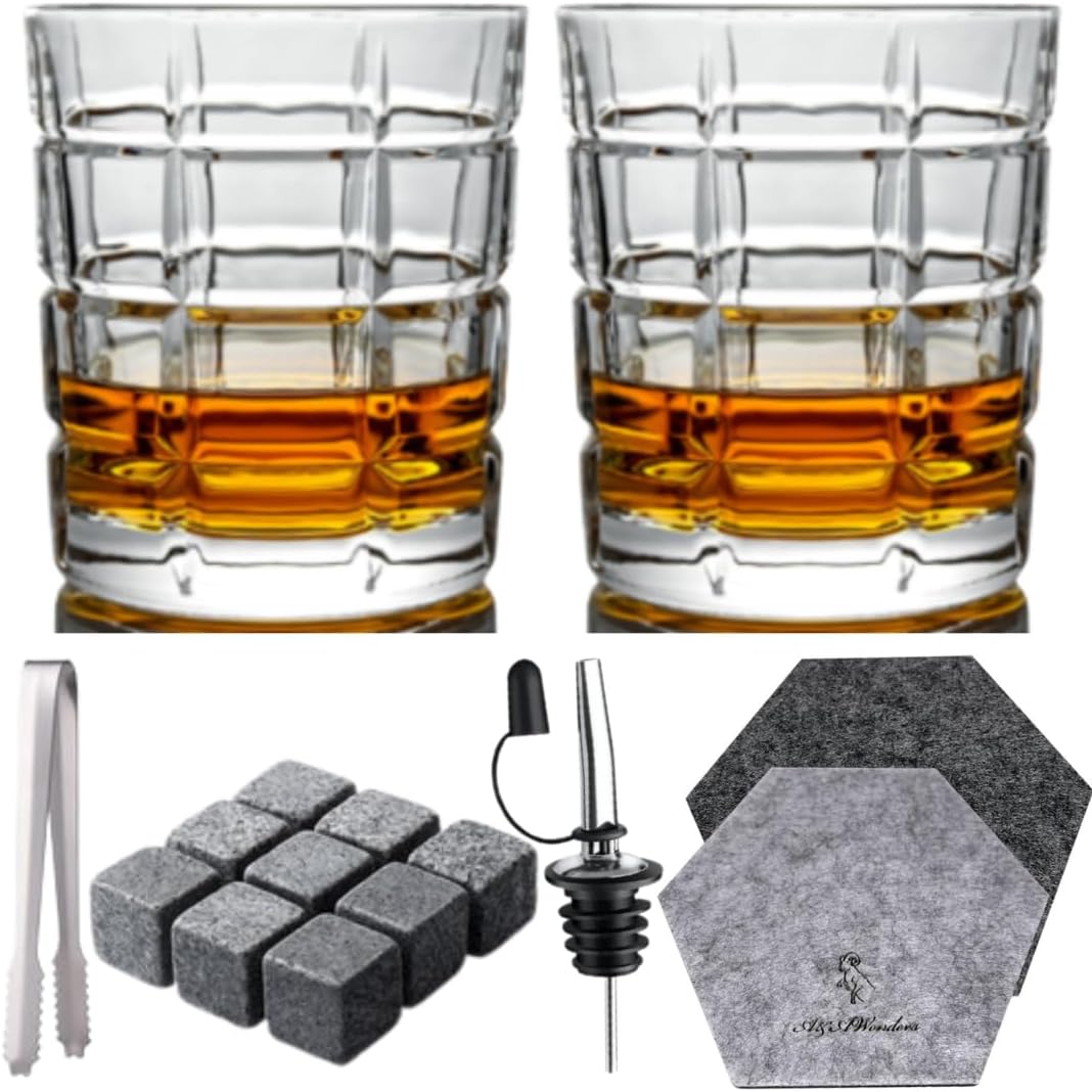 Whiskey Glasses 10oz Premium Scotch Glasses Set of 2 Old Fashioned Whiskey