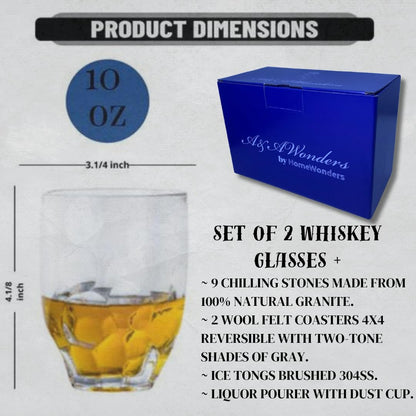 Whiskey Glasses 10oz Premium Scotch Glasses Set of 2- Old Fashioned Whiskey