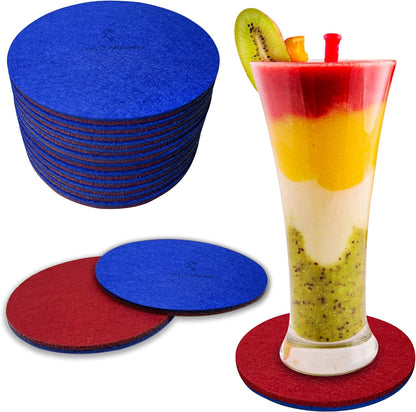 Premium Felt Coasters for Drink, by AA Wonders (Wine Red/Royal Blue)